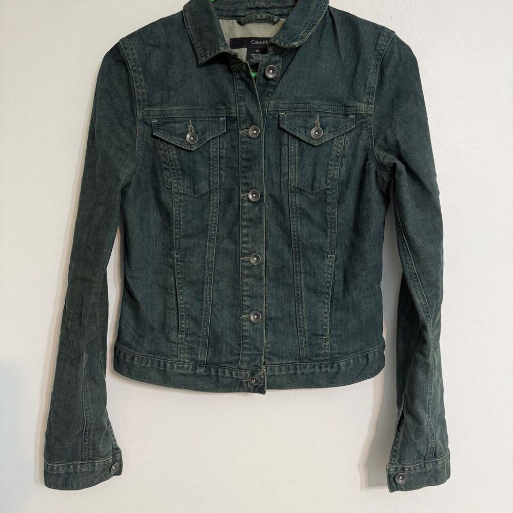 Calvin Klein Jeans Green Wash Jean Jacket Women‎ XS